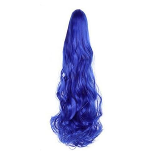 GIBZ pferdeschwanz Gelockt mit klammer ponytail extension lang gewellt Strähnchen Haarteilfür Damen Mädchen haarverlängerung zopf Partys Blau 60-65cm von GIBZ
