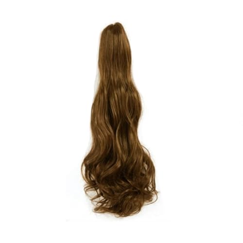 GIBZ pferdeschwanz Gelockt mit klammer ponytail extension lang gewellt Strähnchen Haarteilfür Damen Mädchen haarverlängerung zopf Partys Braun 4 60-65cm von GIBZ