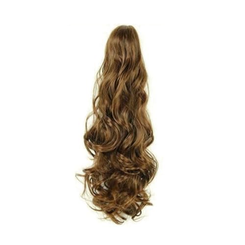 GIBZ pferdeschwanz Gelockt mit klammer ponytail extension lang gewellt Strähnchen Haarteilfür Damen Mädchen haarverlängerung zopf Partys Braun 5 60-65cm von GIBZ