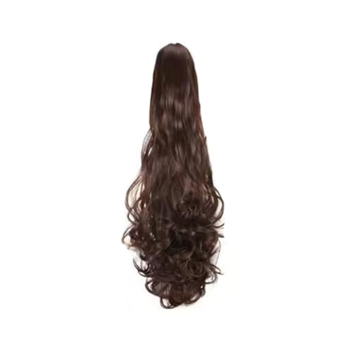 GIBZ pferdeschwanz Gelockt mit klammer ponytail extension lang gewellt Strähnchen Haarteilfür Damen Mädchen haarverlängerung zopf Partys Braun 7 60-65cm von GIBZ
