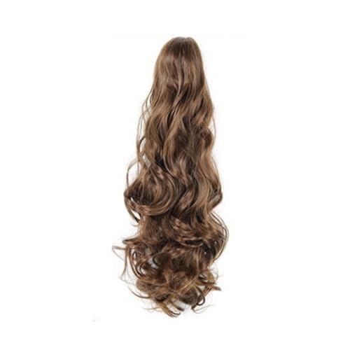 GIBZ pferdeschwanz Gelockt mit klammer ponytail extension lang gewellt Strähnchen Haarteilfür Damen Mädchen haarverlängerung zopf Partys Braun 8 60-65cm von GIBZ