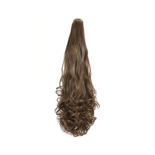 GIBZ pferdeschwanz Gelockt mit klammer ponytail extension lang gewellt Strähnchen Haarteilfür Damen Mädchen haarverlängerung zopf Partys Braun 9 60-65cm von GIBZ