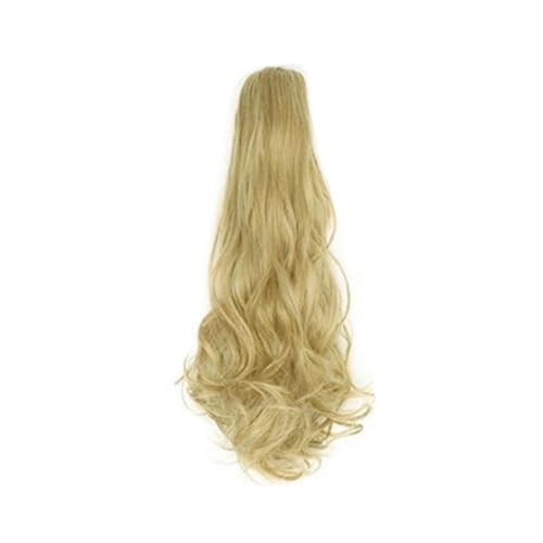 GIBZ pferdeschwanz Gelockt mit klammer ponytail extension lang gewellt Strähnchen Haarteilfür Damen Mädchen haarverlängerung zopf Partys Gelb 3 60-65cm von GIBZ