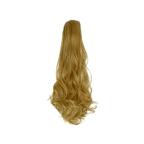 GIBZ pferdeschwanz Gelockt mit klammer ponytail extension lang gewellt Strähnchen Haarteilfür Damen Mädchen haarverlängerung zopf Partys Gelb 6 60-65cm von GIBZ