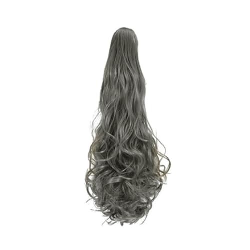 GIBZ pferdeschwanz Gelockt mit klammer ponytail extension lang gewellt Strähnchen Haarteilfür Damen Mädchen haarverlängerung zopf Partys Silber 3 60-65cm von GIBZ