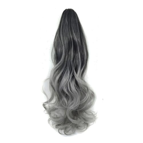 GIBZ pferdeschwanz Gelockt mit klammer ponytail extension lang gewellt Strähnchen Haarteilfür Damen Mädchen haarverlängerung zopf Partys Silber 4 60-65cm von GIBZ