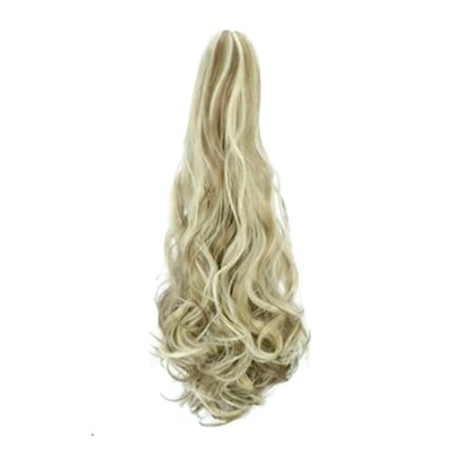 GIBZ pferdeschwanz Gelockt mit klammer ponytail extension lang gewellt Strähnchen Haarteilfür Damen Mädchen haarverlängerung zopf Partys Weiß 2 60-65cm von GIBZ