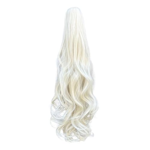GIBZ pferdeschwanz Gelockt mit klammer ponytail extension lang gewellt Strähnchen Haarteilfür Damen Mädchen haarverlängerung zopf Partys Weiß 60-65cm von GIBZ