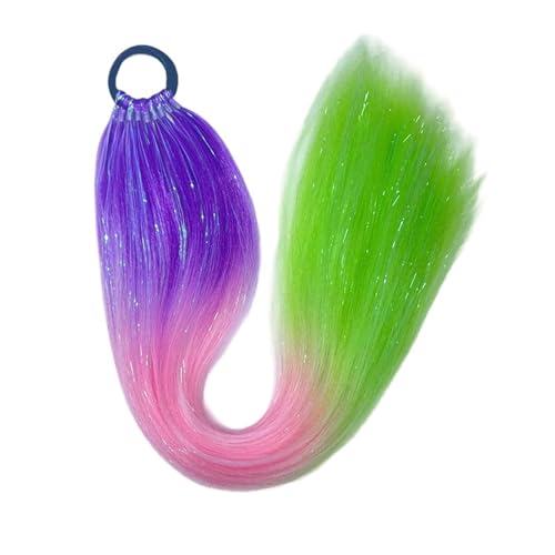 GIBZ pferdeschwanz glatt 66 cm ponytail extension lang farbenfroh glitzernd Haarteilfür Damen und Mädchen haarverlängerung zopf Partys Mehrfarbig 10 65cm von GIBZ