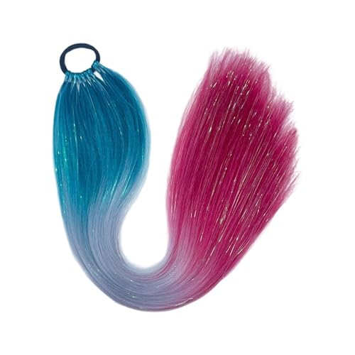 GIBZ pferdeschwanz glatt 66 cm ponytail extension lang farbenfroh glitzernd Haarteilfür Damen und Mädchen haarverlängerung zopf Partys Mehrfarbig 11 65cm von GIBZ