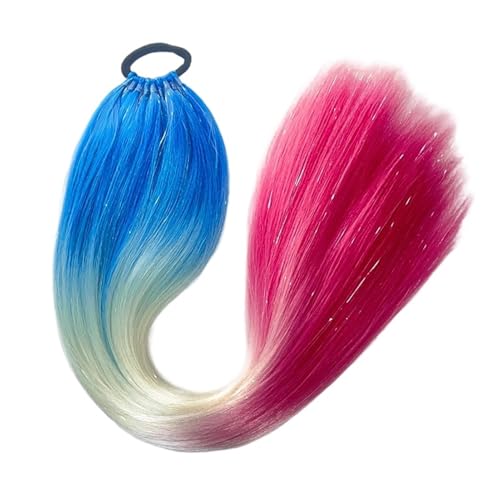 GIBZ pferdeschwanz glatt 66 cm ponytail extension lang farbenfroh glitzernd Haarteilfür Damen und Mädchen haarverlängerung zopf Partys Mehrfarbig 13 65cm von GIBZ