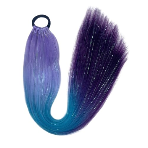 GIBZ pferdeschwanz glatt 66 cm ponytail extension lang farbenfroh glitzernd Haarteilfür Damen und Mädchen haarverlängerung zopf Partys Mehrfarbig 14 65cm von GIBZ