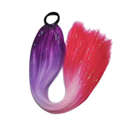 GIBZ pferdeschwanz glatt 66 cm ponytail extension lang farbenfroh glitzernd Haarteilfür Damen und Mädchen haarverlängerung zopf Partys Mehrfarbig 16 65cm von GIBZ
