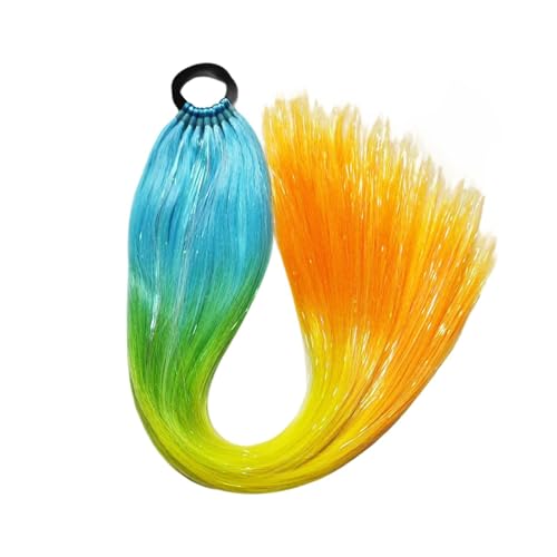 GIBZ pferdeschwanz glatt 66 cm ponytail extension lang farbenfroh glitzernd Haarteilfür Damen und Mädchen haarverlängerung zopf Partys Mehrfarbig 17 65cm von GIBZ