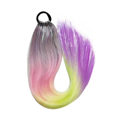GIBZ pferdeschwanz glatt 66 cm ponytail extension lang farbenfroh glitzernd Haarteilfür Damen und Mädchen haarverlängerung zopf Partys Mehrfarbig 21 65cm von GIBZ