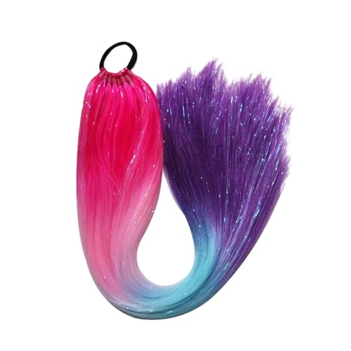GIBZ pferdeschwanz glatt 66 cm ponytail extension lang farbenfroh glitzernd Haarteilfür Damen und Mädchen haarverlängerung zopf Partys Mehrfarbig 23 65cm von GIBZ