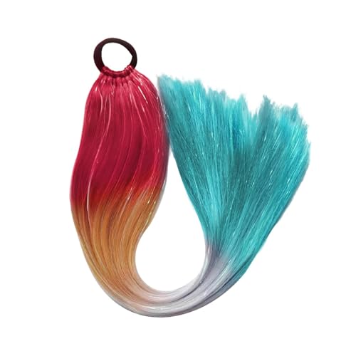 GIBZ pferdeschwanz glatt 66 cm ponytail extension lang farbenfroh glitzernd Haarteilfür Damen und Mädchen haarverlängerung zopf Partys Mehrfarbig 24 65cm von GIBZ