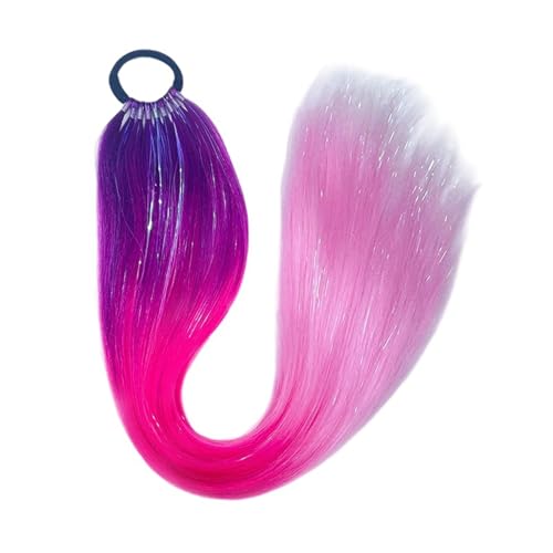 GIBZ pferdeschwanz glatt 66 cm ponytail extension lang farbenfroh glitzernd Haarteilfür Damen und Mädchen haarverlängerung zopf Partys Mehrfarbig 3 65cm von GIBZ