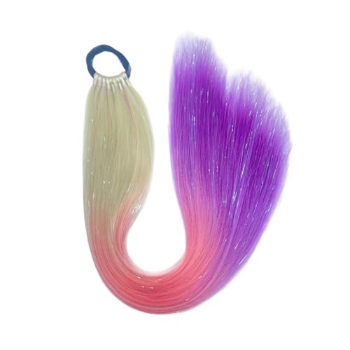 GIBZ pferdeschwanz glatt 66 cm ponytail extension lang farbenfroh glitzernd Haarteilfür Damen und Mädchen haarverlängerung zopf Partys Mehrfarbig 4 65cm von GIBZ