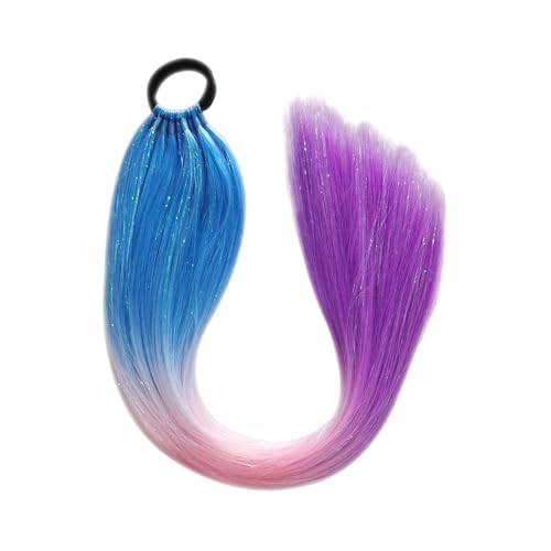 GIBZ pferdeschwanz glatt 66 cm ponytail extension lang farbenfroh glitzernd Haarteilfür Damen und Mädchen haarverlängerung zopf Partys Mehrfarbig 5 65cm von GIBZ