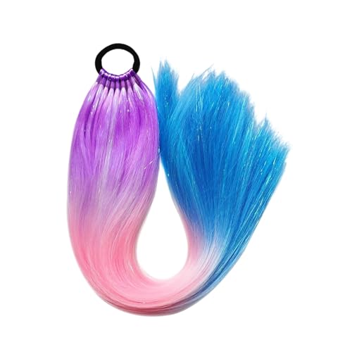 GIBZ pferdeschwanz glatt 66 cm ponytail extension lang farbenfroh glitzernd Haarteilfür Damen und Mädchen haarverlängerung zopf Partys Mehrfarbig 6 65cm von GIBZ