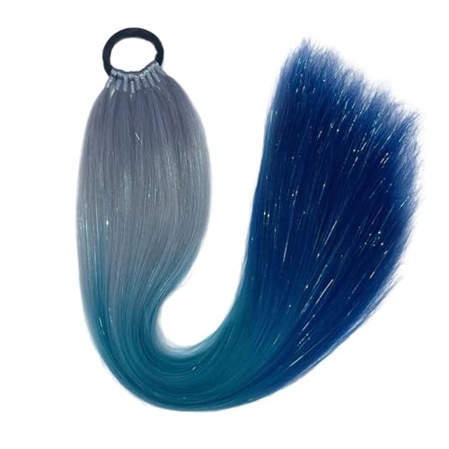 GIBZ pferdeschwanz glatt 66 cm ponytail extension lang farbenfroh glitzernd Haarteilfür Damen und Mädchen haarverlängerung zopf Partys Mehrfarbig 7 65cm von GIBZ
