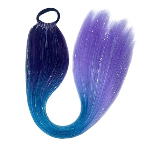GIBZ pferdeschwanz glatt 66 cm ponytail extension lang farbenfroh glitzernd Haarteilfür Damen und Mädchen haarverlängerung zopf Partys Mehrfarbig 8 65cm von GIBZ