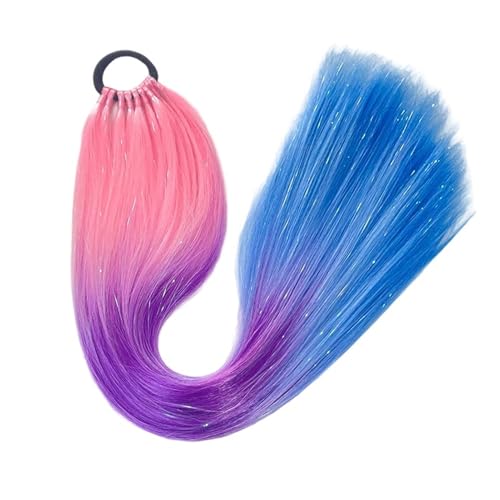 GIBZ pferdeschwanz glatt 66 cm ponytail extension lang farbenfroh glitzernd Haarteilfür Damen und Mädchen haarverlängerung zopf Partys Mehrfarbig 9 65cm von GIBZ