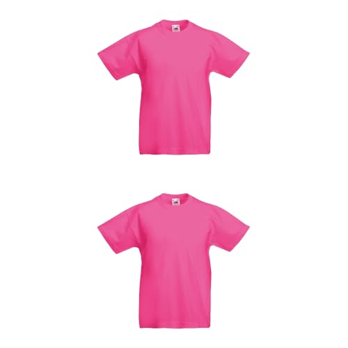 GIDUTEX 2er Pack Kinder Tshirts by Fruit of The Loom Original T Unisex (DE/NL/SE/PL, Numerisch, 104, Regular, 2, Fuchsia) von GIDUTEX