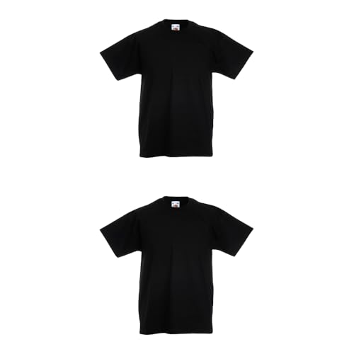 GIDUTEX 2er Pack Kinder Tshirts by Fruit of The Loom Original T Unisex (DE/NL/SE/PL, Numerisch, 116, Regular, 2, Schwarz) von GIDUTEX