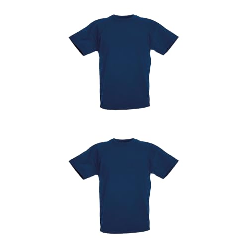 GIDUTEX 2er Pack Kinder Tshirts by Fruit of The Loom Original T Unisex (DE/NL/SE/PL, Numerisch, 128, Regular, 2, Navy) von GIDUTEX