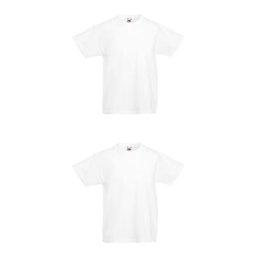 GIDUTEX 2er Pack Kinder Tshirts by Fruit of The Loom Original T Unisex (DE/NL/SE/PL, Numerisch, 140, Regular, 2, Weiß) von GIDUTEX