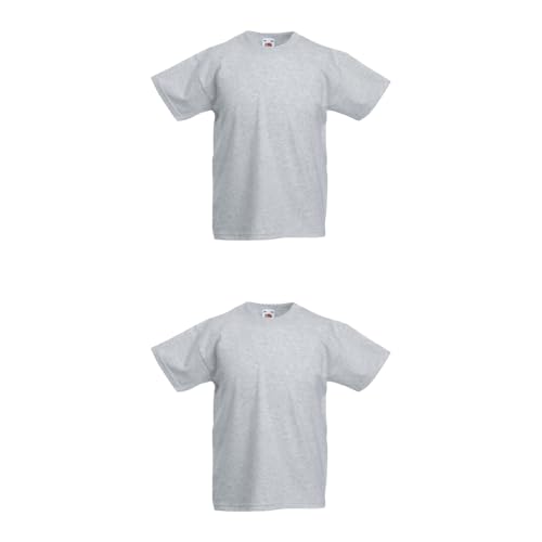 GIDUTEX 2er Pack Kinder Tshirts by Fruit of The Loom Original T Unisex (DE/NL/SE/PL, Numerisch, 152, Regular, 2, Heather Grey) von GIDUTEX