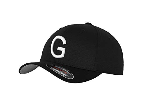 GIDUTEX Flexfit Original Schwarze Basecap Baseball Cap Wooly Combed Mütze inkl. Initial Buchstaben in 3D Stick weiß (L/XL, G) von GIDUTEX
