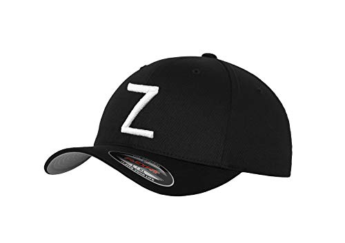 GIDUTEX Flexfit Original Schwarze Basecap Baseball Cap Wooly Combed Mütze inkl. Initial Buchstaben in 3D Stick weiß (L/XL, Z) von GIDUTEX