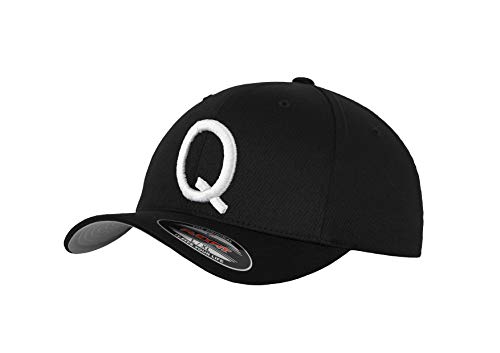 GIDUTEX Flexfit Original Schwarze Basecap Baseball Cap Wooly Combed Mütze inkl. Initial Buchstaben in 3D Stick weiß (S/M, Q) von GIDUTEX