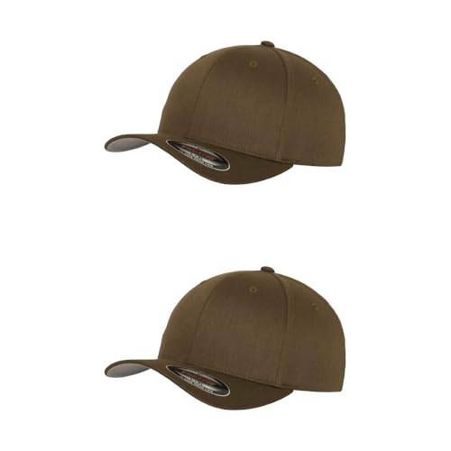 GIDUTEX Flexfit Unisex Wooly Combed Cap 2er Pack inkl. Schlüsselband Baseball Cap Basecap by (DE/NL/SE/PL, Alphanumerisch, L, XL, Olive) von GIDUTEX