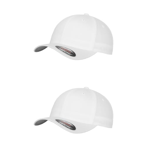 GIDUTEX Flexfit Unisex Wooly Combed Cap 2er Pack inkl. Schlüsselband Baseball Cap Basecap by (DE/NL/SE/PL, Alphanumerisch, L, XL, White) von GIDUTEX