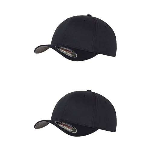 GIDUTEX Flexfit Unisex Wooly Combed Cap 2er Pack inkl. Schlüsselband Baseball Cap Basecap by (DE/NL/SE/PL, Alphanumerisch, S, M, Dark Navy) von GIDUTEX