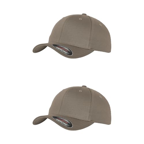 GIDUTEX Flexfit Unisex Wooly Combed Cap 2er Pack inkl. Schlüsselband Baseball Cap Basecap by (DE/NL/SE/PL, Alphanumerisch, S, M, Grey) von GIDUTEX