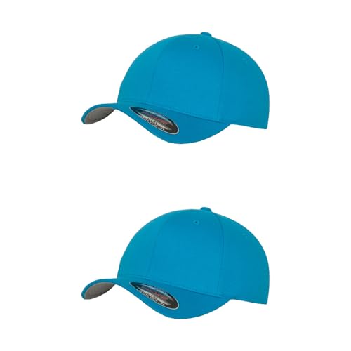 GIDUTEX Flexfit Unisex Wooly Combed Cap 2er Pack inkl. Schlüsselband Baseball Cap Basecap by (DE/NL/SE/PL, Alphanumerisch, S, M, Hawaiian Ocean) von GIDUTEX