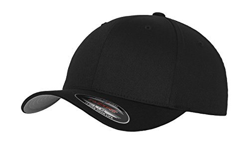 GIDUTEX Flexfit Unisex Wooly Combed Cap inkl. Schlüsselband graue Unterseite Baseball Cap Basecap (DE/NL/SE/PL, Alphanumerisch, S, M, Black) von GIDUTEX