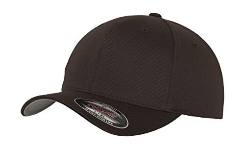 GIDUTEX Flexfit Unisex Wooly Combed Cap inkl. Schlüsselband graue Unterseite Baseball Cap Basecap (DE/NL/SE/PL, Alphanumerisch, S, M, Brown) von GIDUTEX