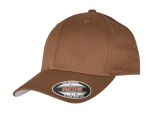 GIDUTEX Flexfit Unisex Wooly Combed Cap inkl. Schlüsselband graue Unterseite Baseball Cap Basecap (DE/NL/SE/PL, Alphanumerisch, S, M, Coyote Brown) von GIDUTEX