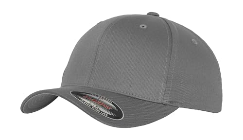 GIDUTEX Flexfit Unisex Wooly Combed Cap inkl. Schlüsselband graue Unterseite Baseball Cap Basecap (DE/NL/SE/PL, Alphanumerisch, S, M, Grey) von GIDUTEX