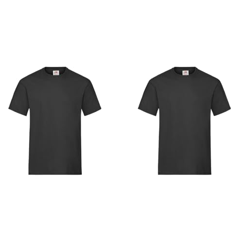 GIDUTEX Fruit of The Loom Heavy T Herren Tshirt T-Shirt 2er Pack by (DE/NL/SE/PL, Alphanumerisch, S, Regular, Regular, Schwarz) von GIDUTEX