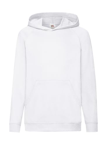 GIDUTEX Kinder Kapuzenpullover Hooded Sweat by Fruit of The Loom (DE/NL/SE/PL, Numerisch, 116, Regular, Weiß) von GIDUTEX