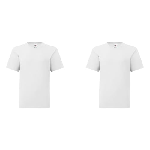 GIDUTEX Kinder Tshirt Fruit of The Loom Iconic 2er oder 4er Pack Unisex (DE/NL/SE/PL, Numerisch, 104, Regular, 2, White) von GIDUTEX