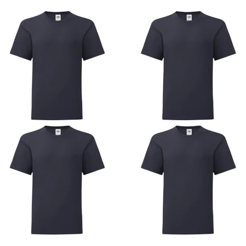 GIDUTEX Kinder Tshirt Fruit of The Loom Iconic 2er oder 4er Pack Unisex (DE/NL/SE/PL, Numerisch, 128, Regular, 4, Deep Navy) von GIDUTEX