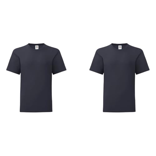 GIDUTEX Kinder Tshirt Fruit of The Loom Iconic 2er oder 4er Pack Unisex (DE/NL/SE/PL, Numerisch, 140, Regular, 2, Deep Navy) von GIDUTEX